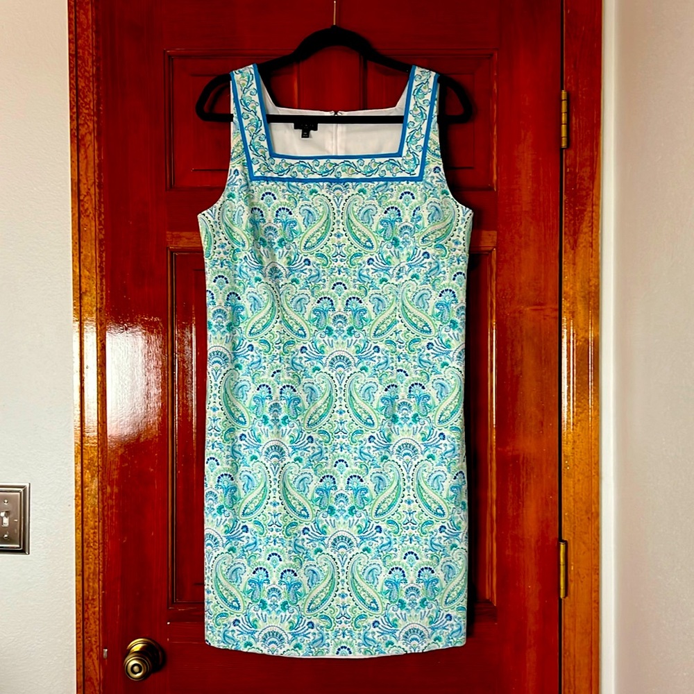 Talbots 14P Blue/Green Paisley Shift Dress